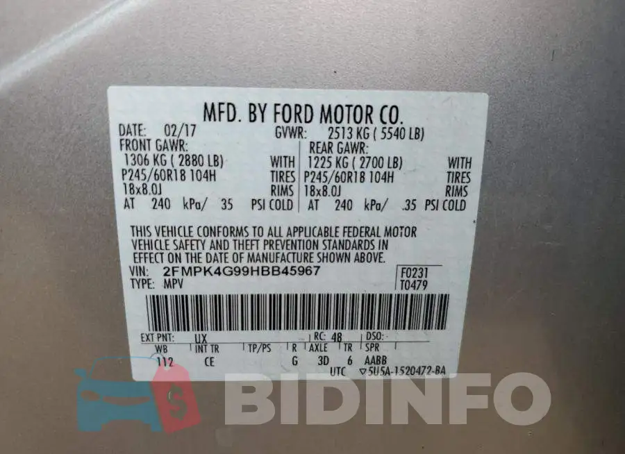 2FMPK4G99HBB45967 Photo# 13
