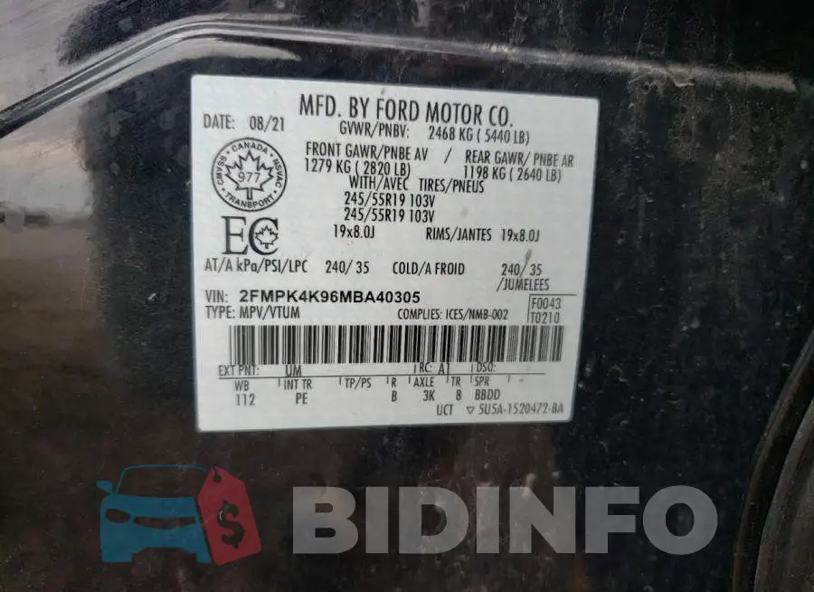 2FMPK4K96MBA40305 Photo# 14