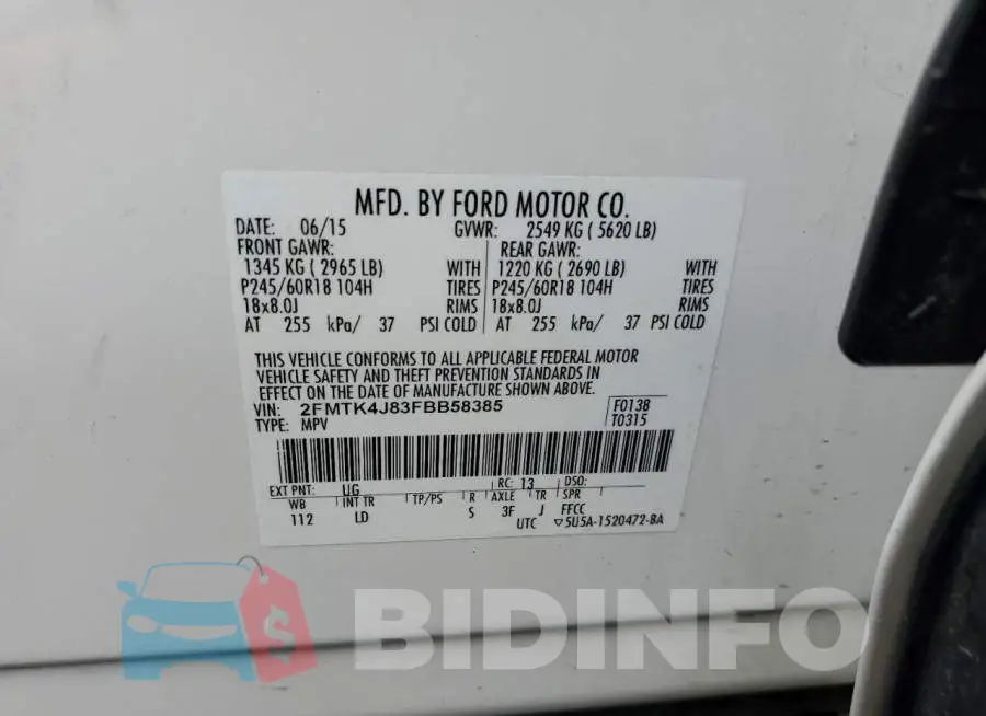 2FMTK4J83FBB58385 Photo# 13