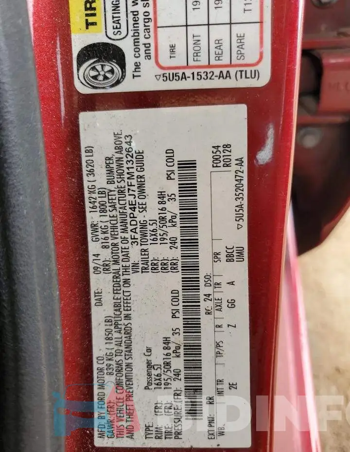3FADP4EJ7FM132643 Photo# 12