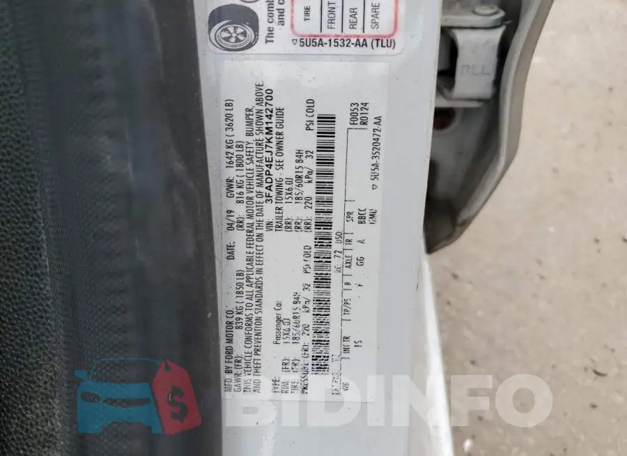 3FADP4EJ7KM142700 Photo# 13