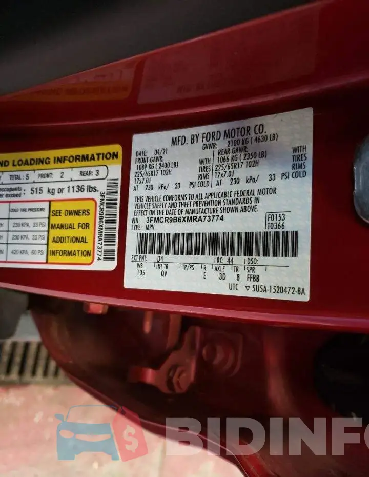 3FMCR9B6XMRA73774 Photo# 14