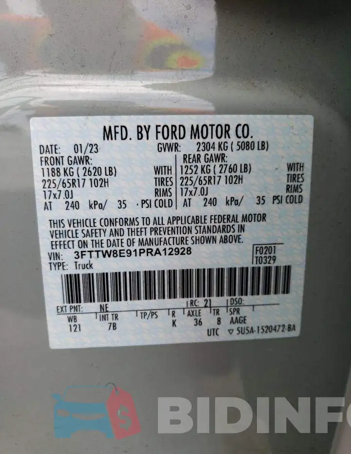 3FTTW8E91PRA12928 Photo# 12