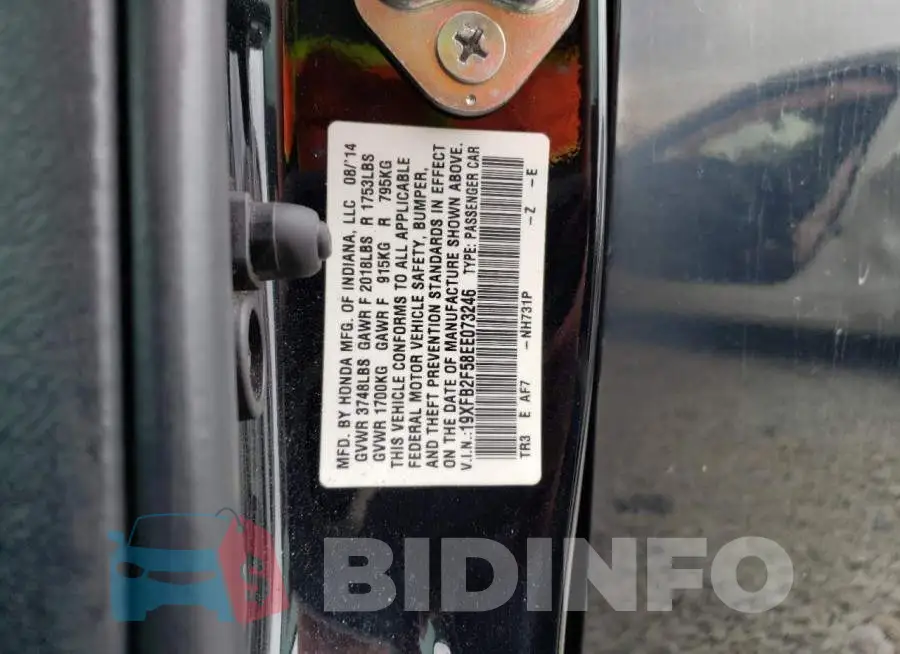 19XFB2F58EE073246 Photo# 12