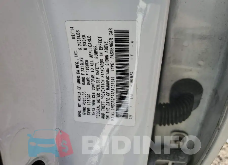 1HGCR2F77FA027249 Photo# 12