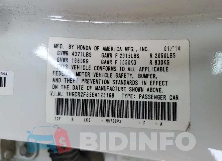 1HGCR2F85EA125168 Photo# 12