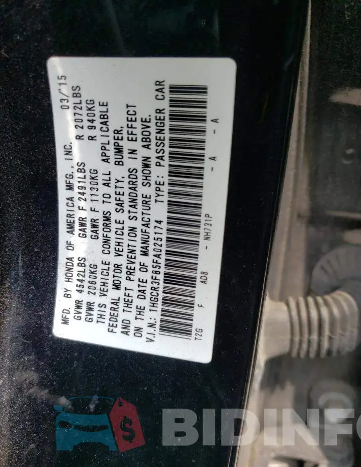 1HGCR3F85FA025174 Photo# 12
