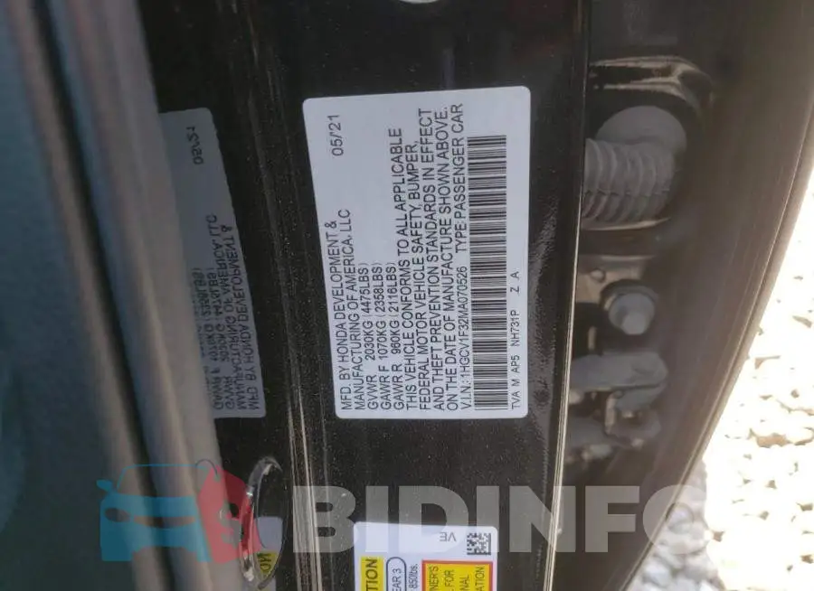 1HGCV1F32MA070526 Photo# 12
