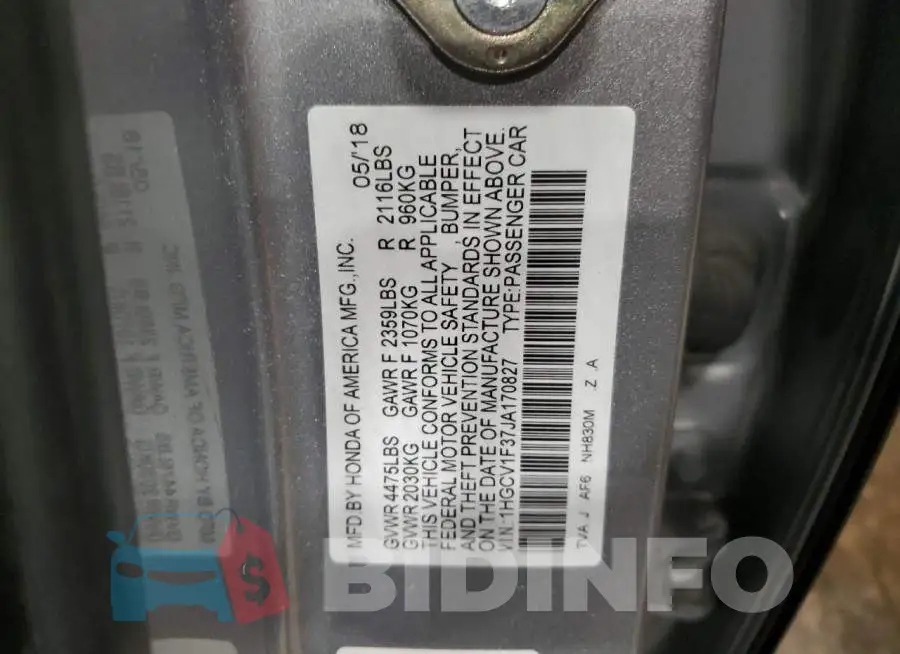 1HGCV1F37JA170827 Photo# 12