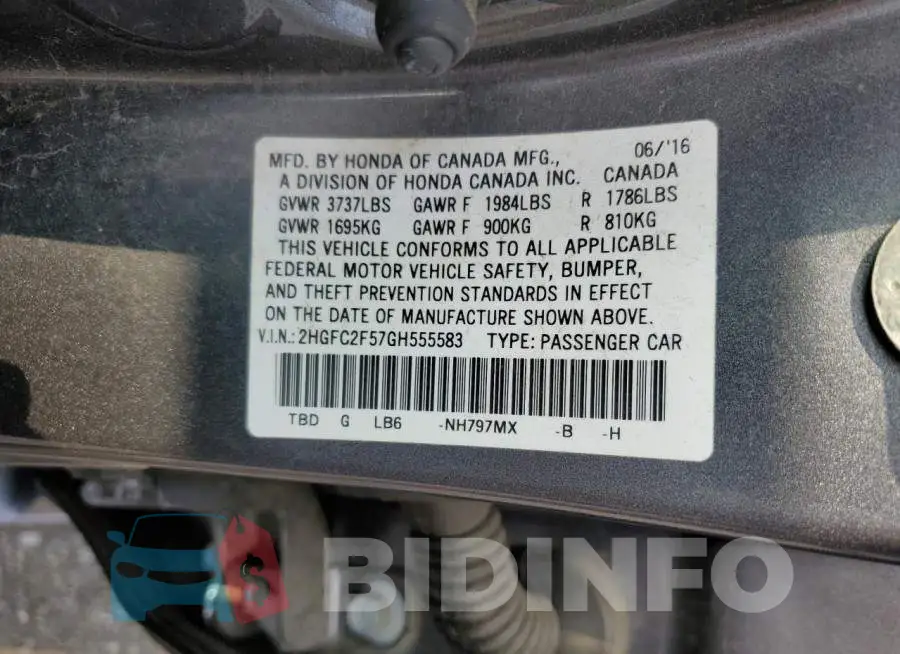 2HGFC2F57GH555583 Photo# 12