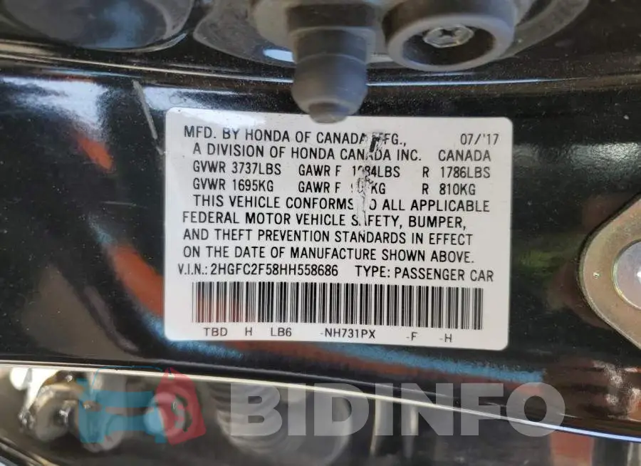 2HGFC2F58HH558686 Photo# 12