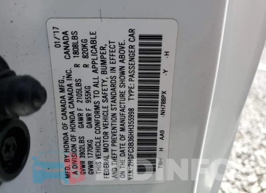 2HGFC3B36HH355998 Photo# 12