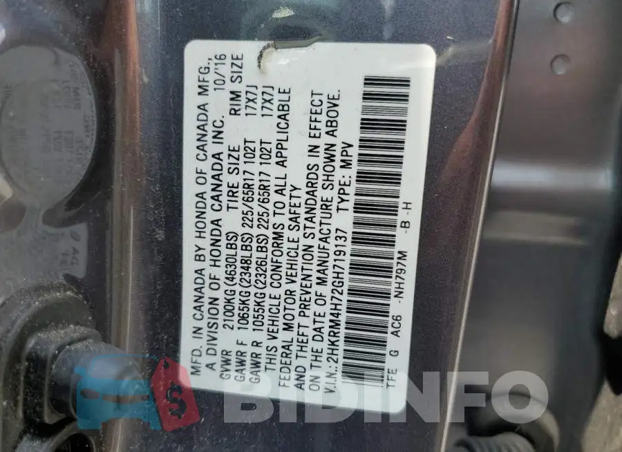 2HKRM4H72GH719137 Photo# 12