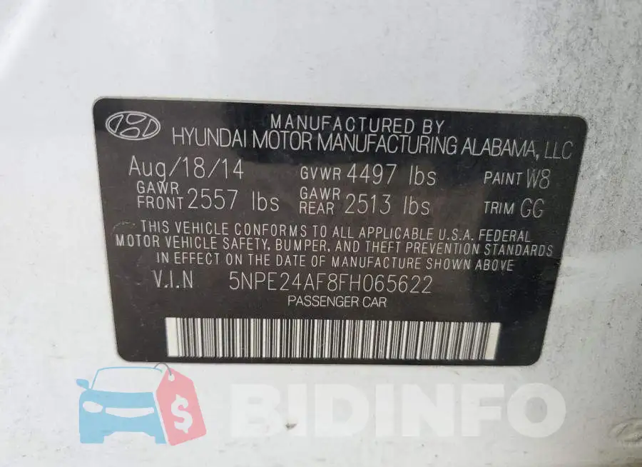 5NPE24AF8FH065622 Photo# 12