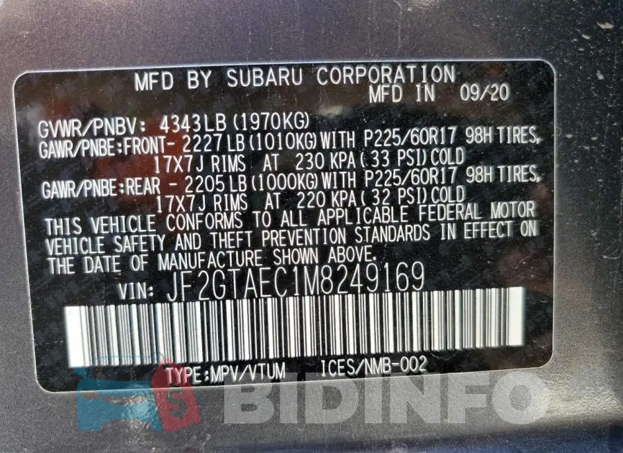 JF2GTAEC1M8249169 Photo# 13