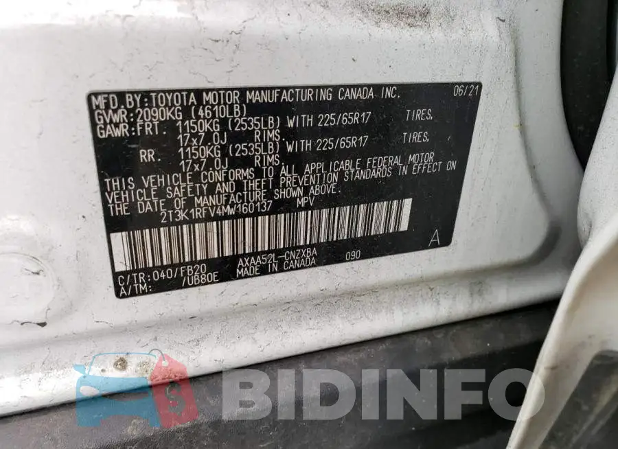 2T3K1RFV4MW160137 Photo# 12