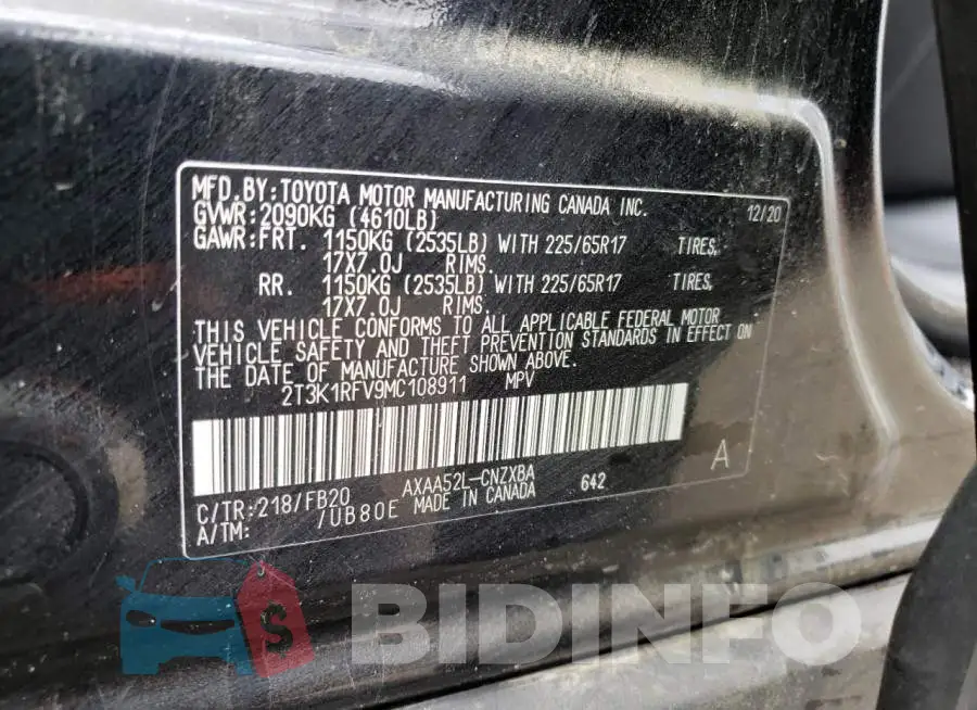 2T3K1RFV9MC108911 Photo# 13