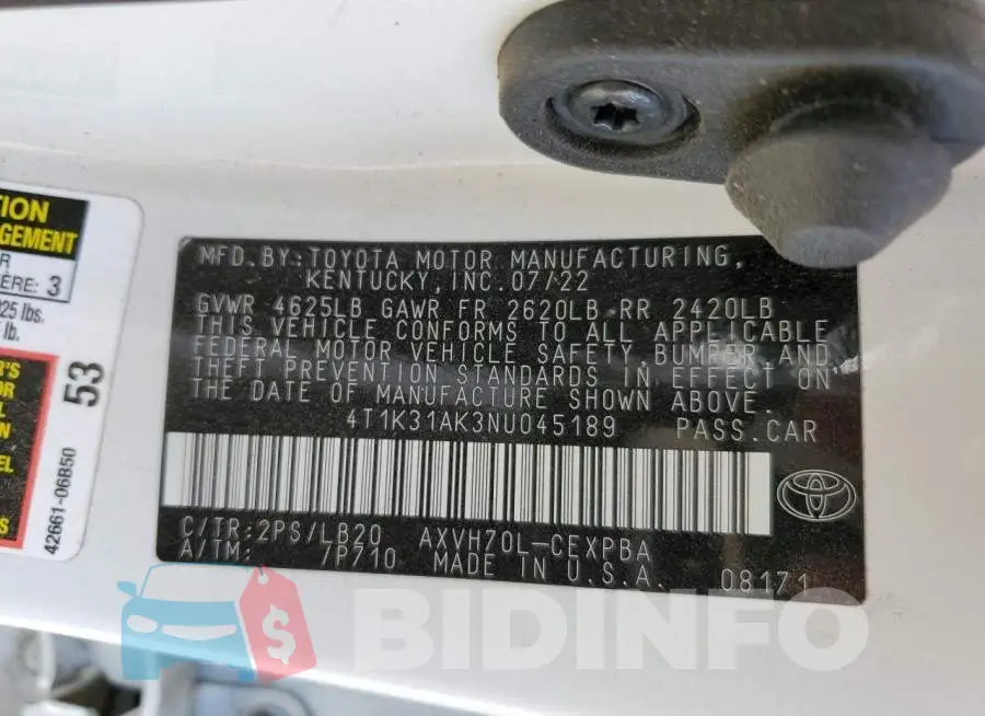 4T1K31AK3NU045189 Photo# 13