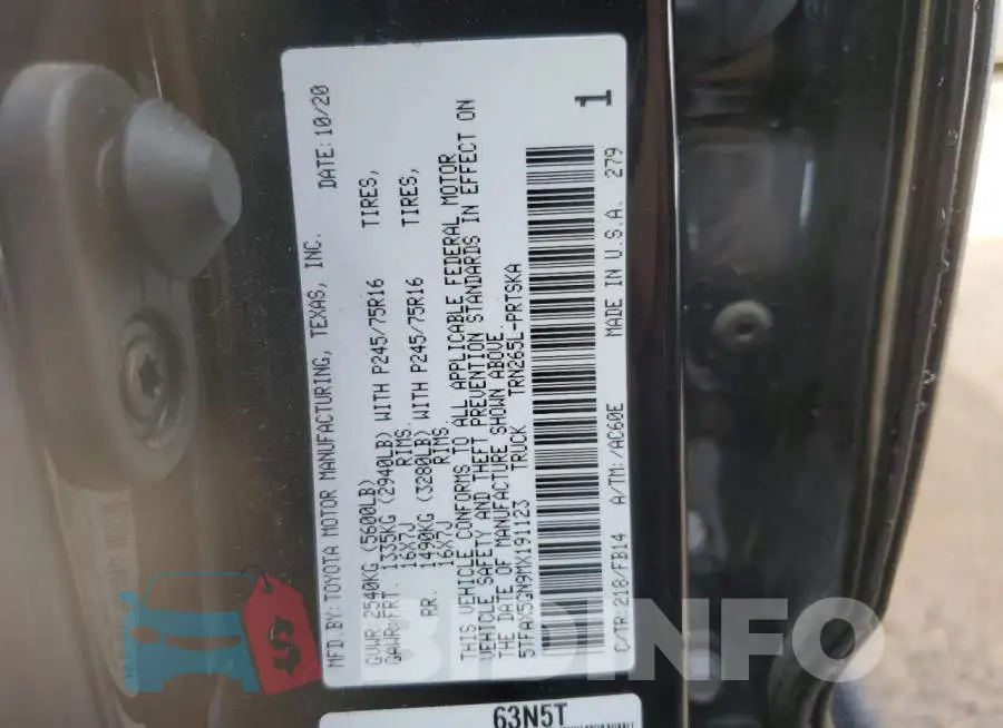5TFAX5GN9MX191123 Photo# 13