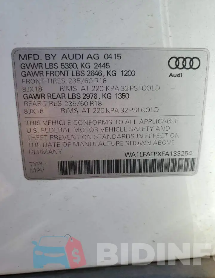 WA1LFAFPXFA133254 Photo# 13