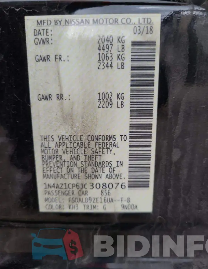 1N4AZ1CP6JC308076 Photo# 12