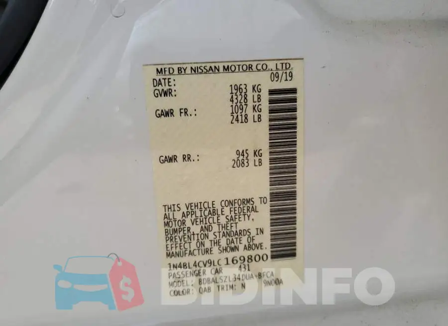 1N4BL4CV9LC169800 Photo# 13