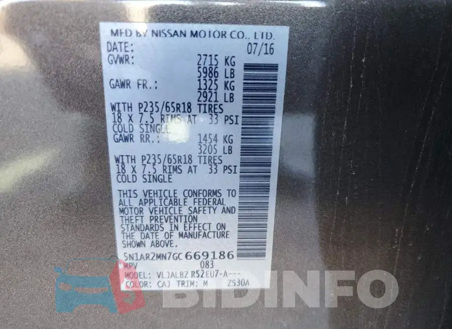 5N1AR2MN7GC669186 Photo# 13