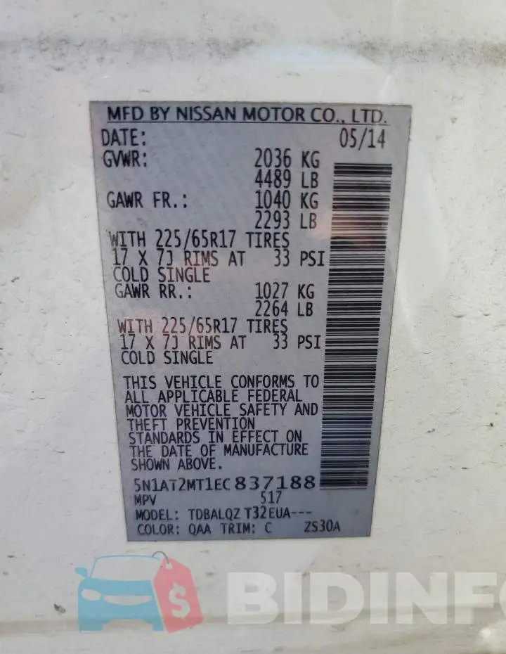 5N1AT2MT1EC837188 Photo# 13