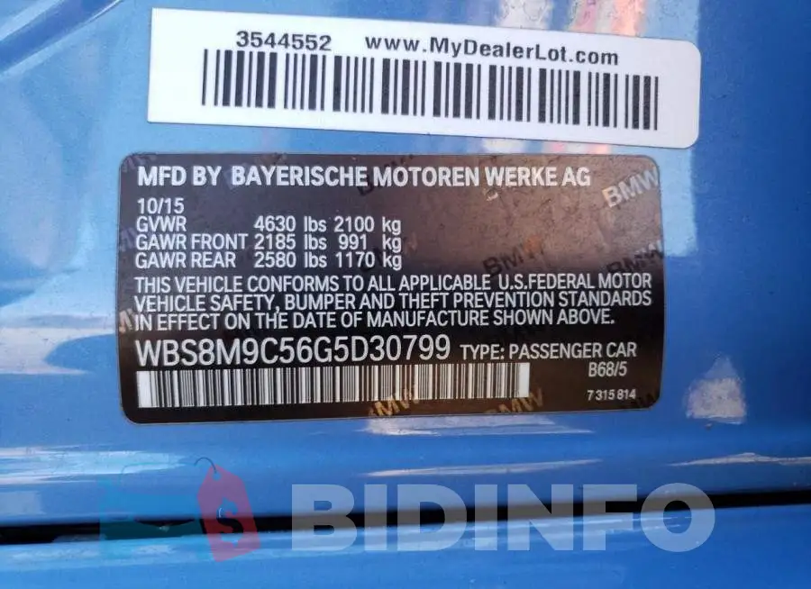 WBS8M9C56G5D30799 Photo# 12
