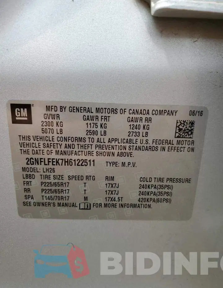 2GNFLFEK7H6122511 Photo# 13