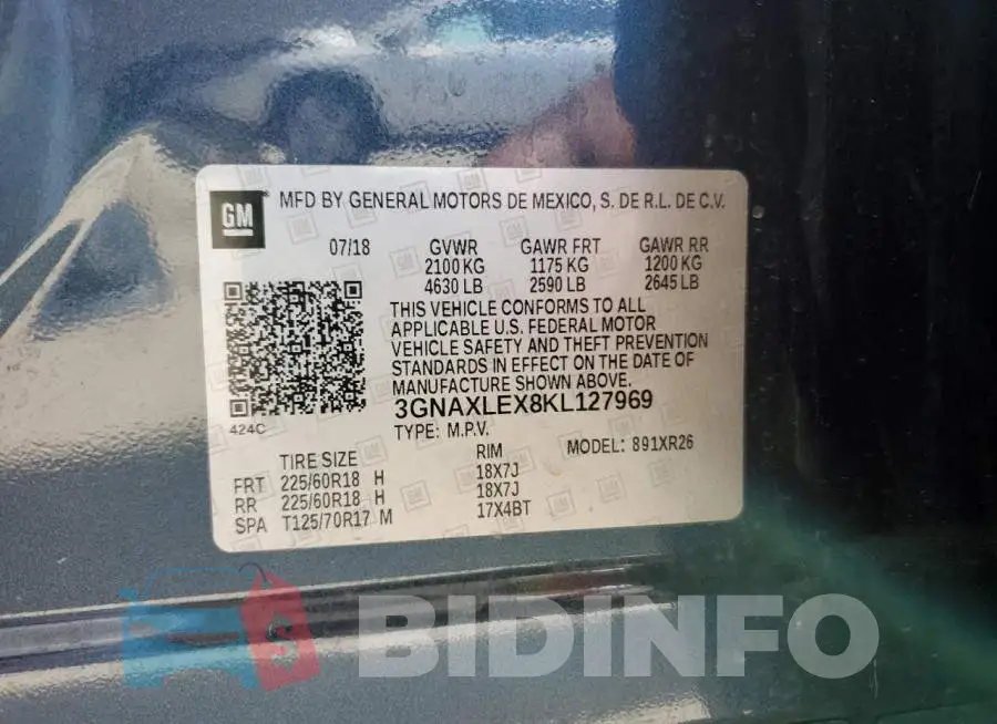 3GNAXLEX8KL127969 Photo# 13