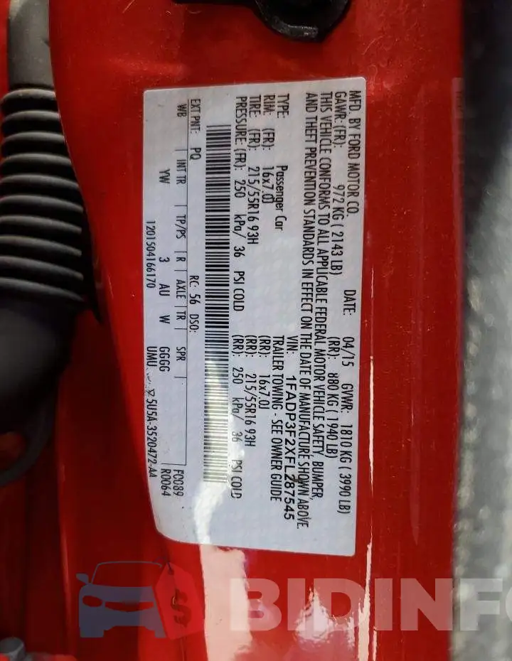 1FADP3F2XFL287545 Photo# 12