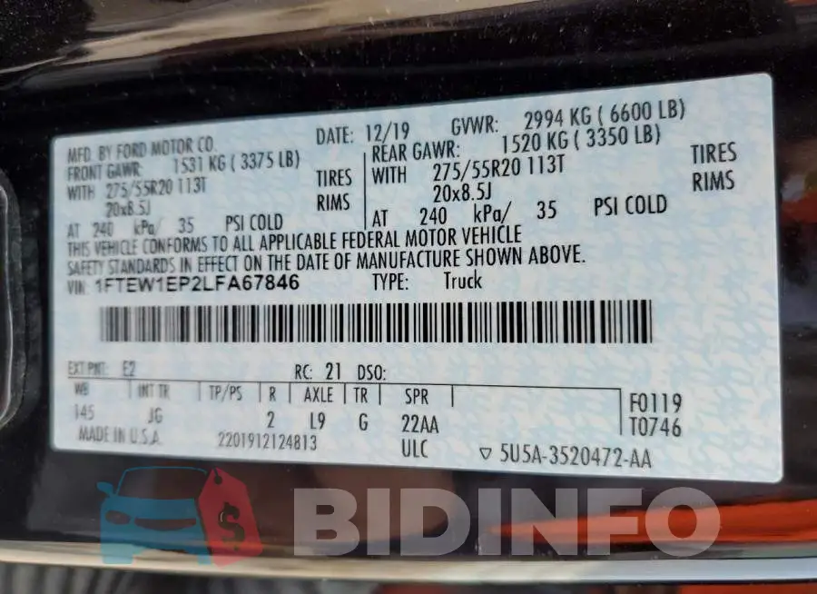 1FTEW1EP2LFA67846 Photo# 13