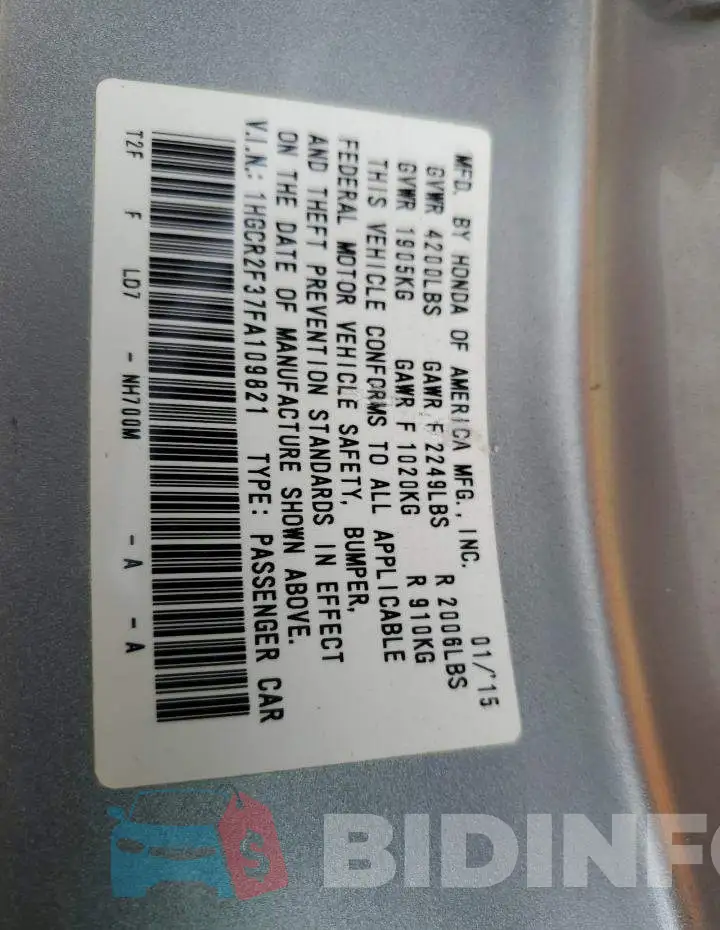 1HGCR2F37FA109821 Photo# 13