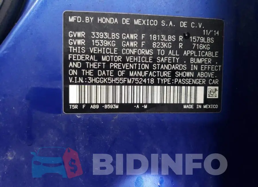 3HGGK5H55FM752418 Photo# 12