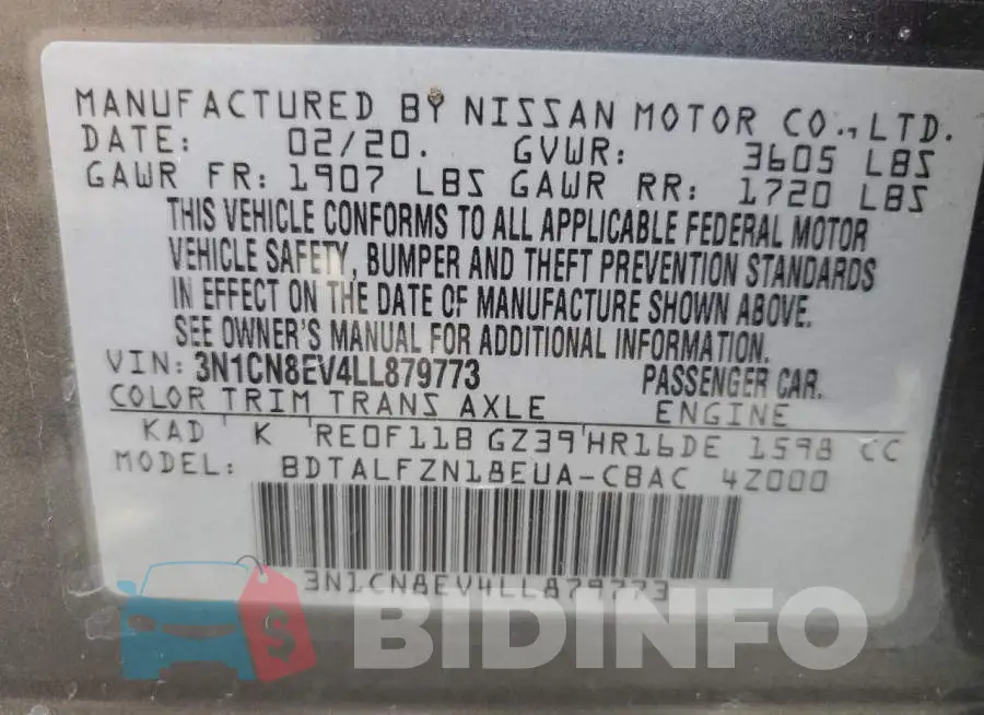 3N1CN8EV4LL879773 Photo# 13
