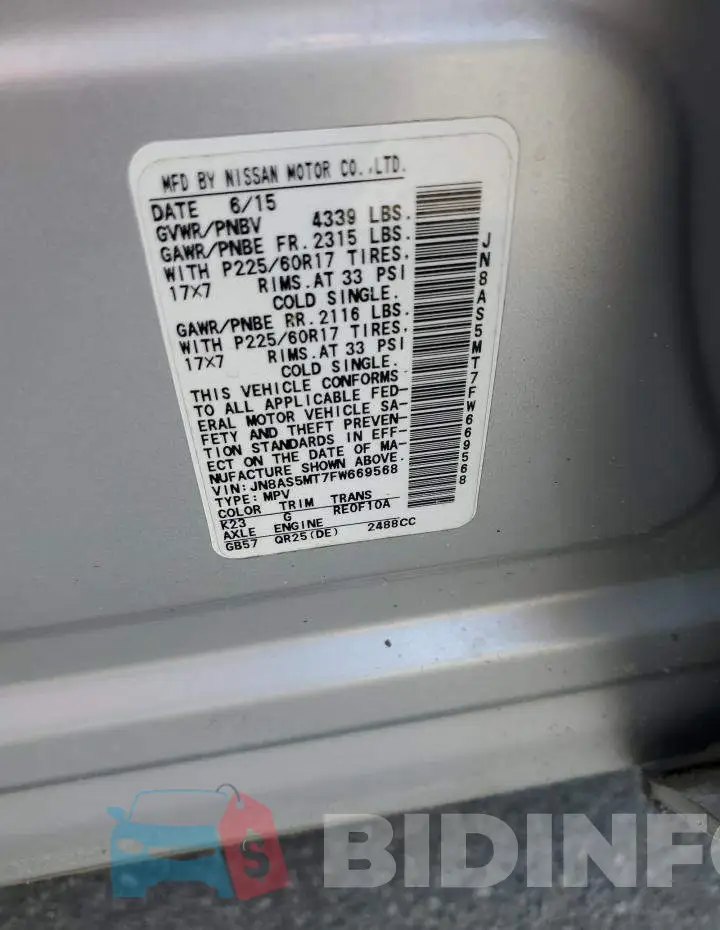JN8AS5MT7FW669568 Photo# 13