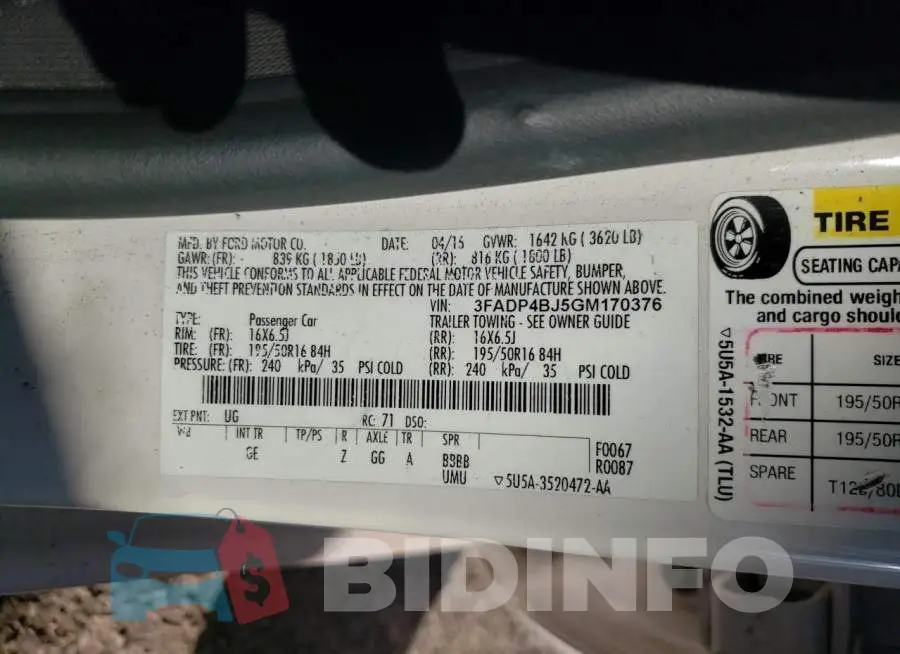 3FADP4BJ5GM170376 Photo# 12