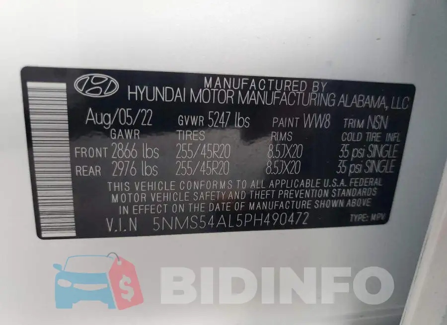 5NMS54AL5PH490472 Photo# 14