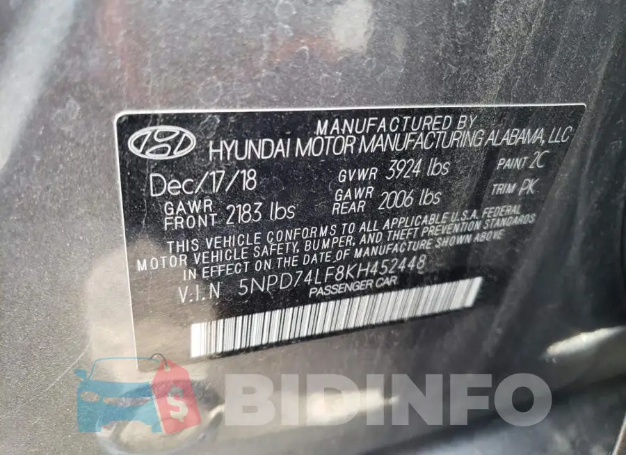 5NPD74LF8KH452448 Photo# 13