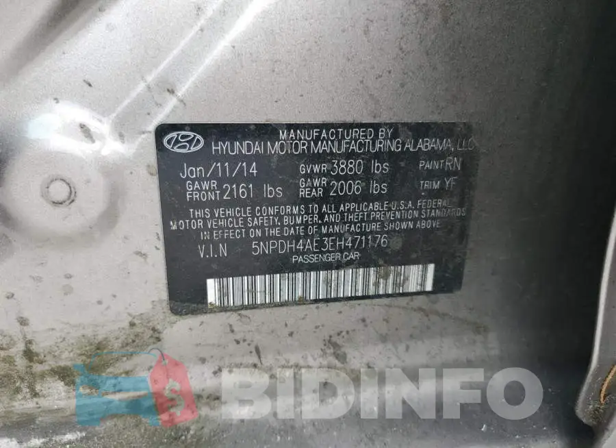 5NPDH4AE3EH471176 Photo# 12