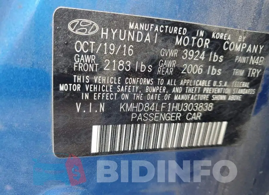 KMHD84LF1HU303838 Photo# 12