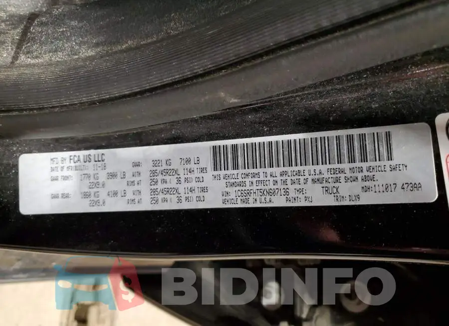 1C6SRFHT5KN607136 Photo# 12