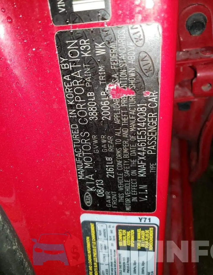KNAFX4A61E5140081 Photo# 12