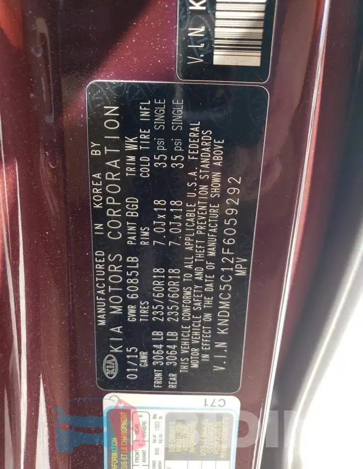 KNDMC5C12F6059292 Photo# 13