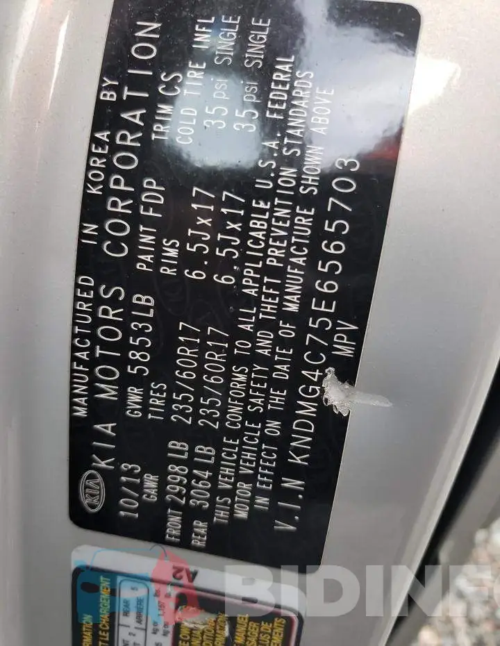 KNDMG4C75E6565703 Photo# 13