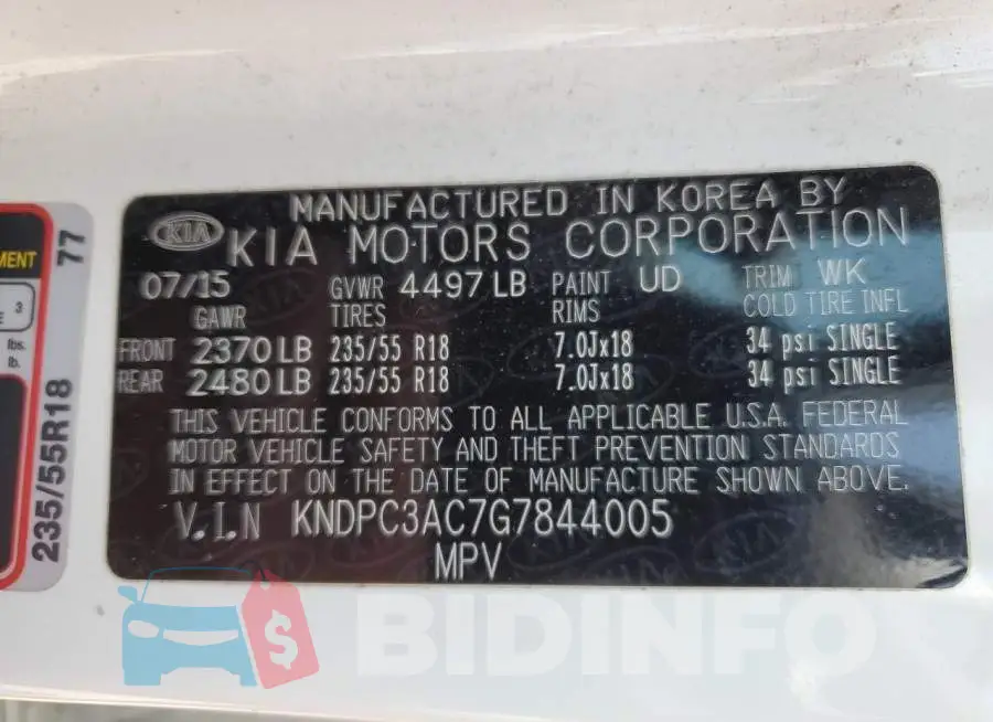 KNDPC3AC7G7844005 Photo# 13