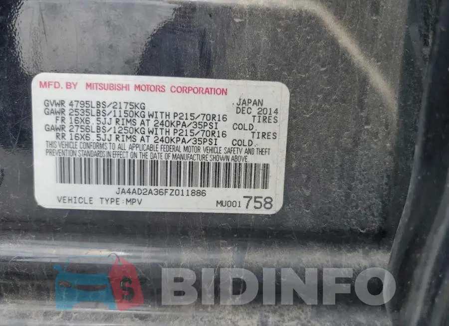 JA4AD2A36FZ011886 Photo# 13