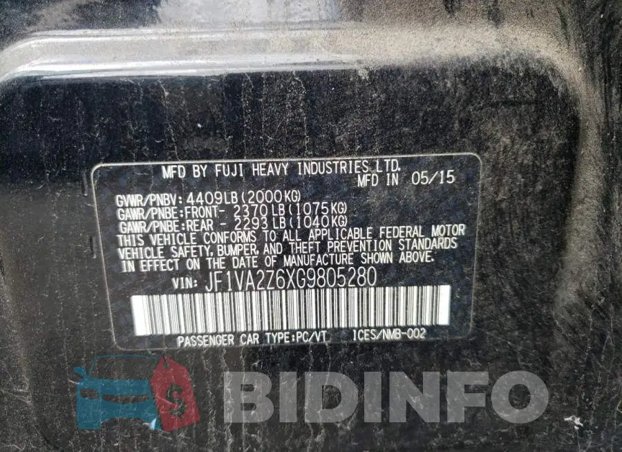 JF1VA2Z6XG9805280 Photo# 12