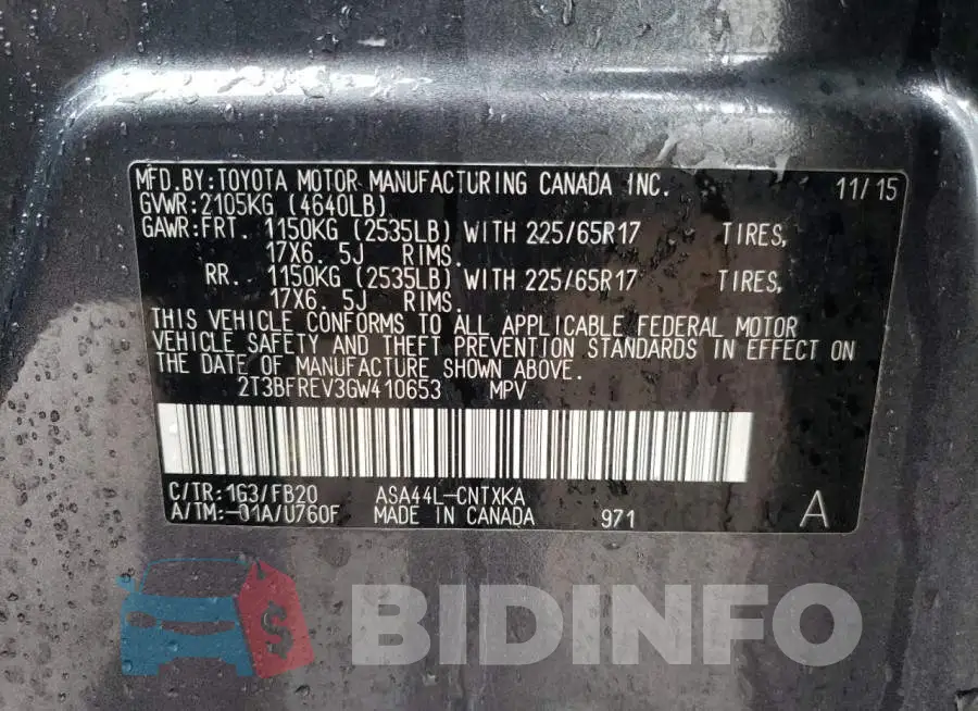 2T3BFREV3GW410653 Photo# 13